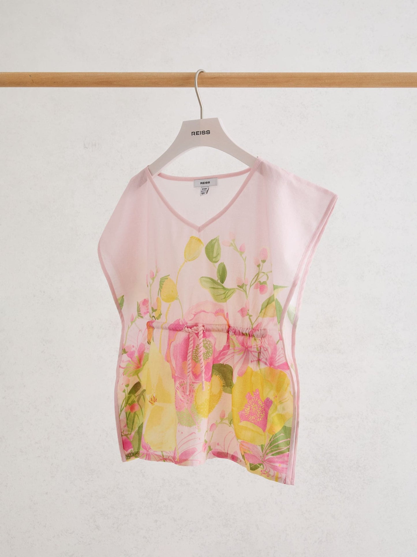 Reiss Pink Print Kila 9-13 yrs Cotton Floral-Print Kaftan image 1