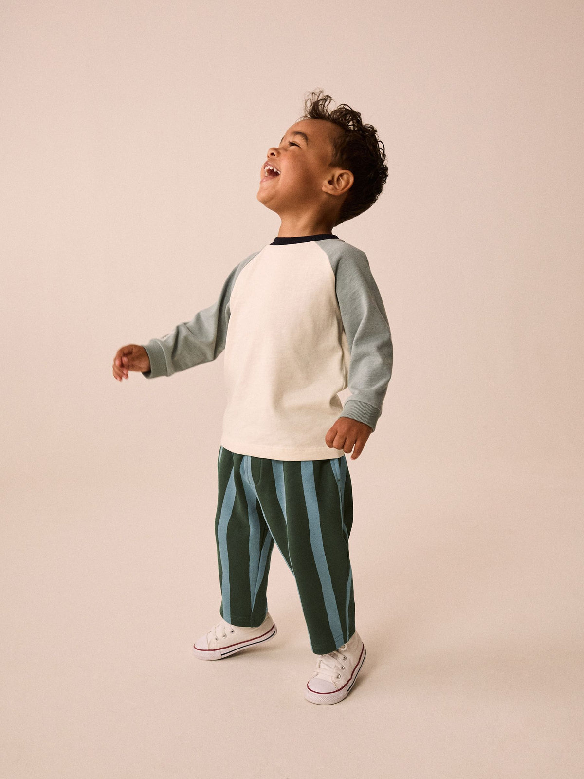 Dsiney Kidz - Green/Blue Stripe Single Wide Leg Jersey Joggers (3mths-7yrs) image 2