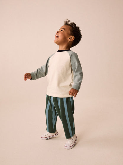 Dsiney Kidz - Green/Blue Stripe Single Wide Leg Jersey Joggers (3mths-7yrs) image 2