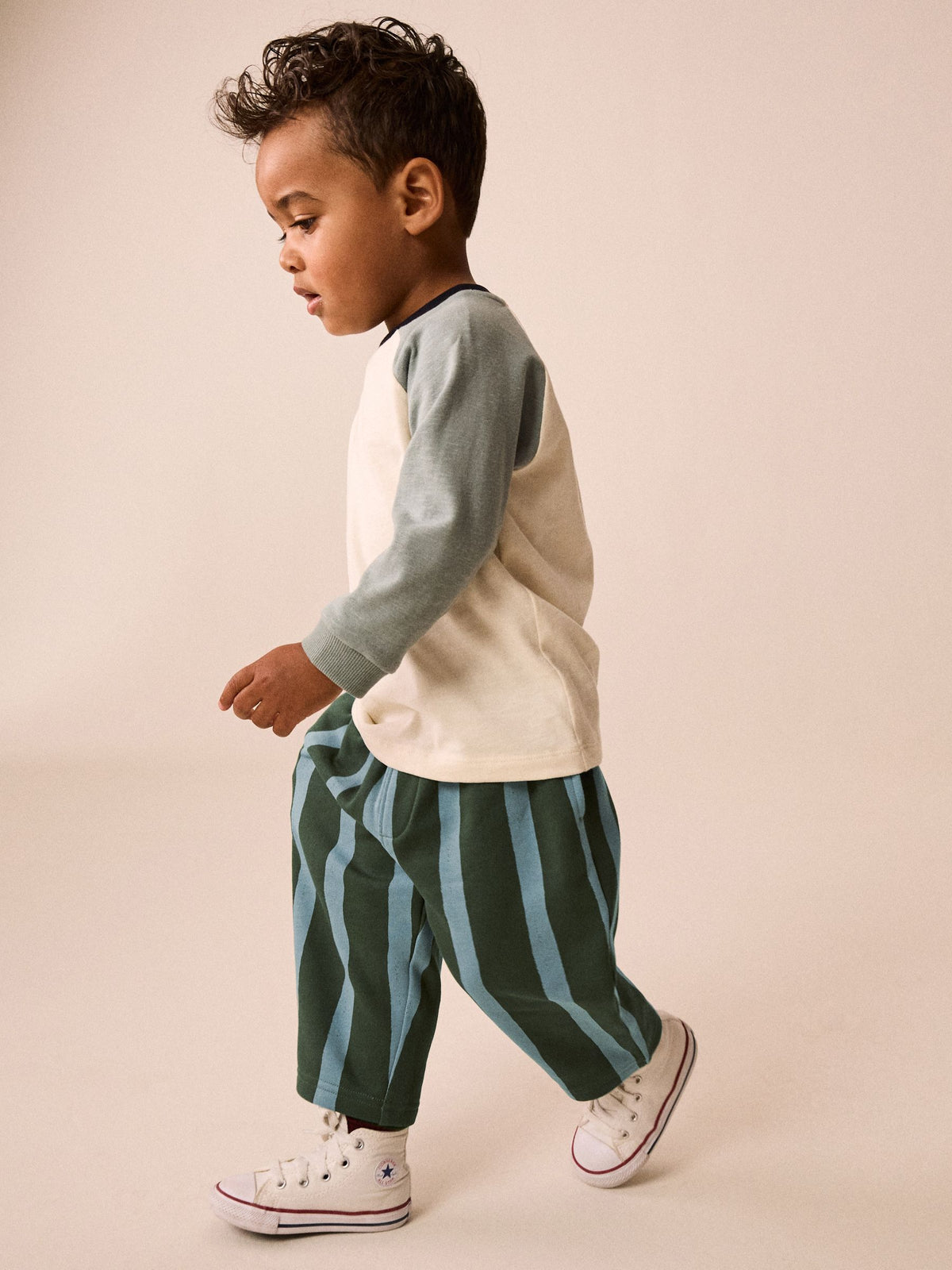 Dsiney Kidz - Green/Blue Stripe Single Wide Leg Jersey Joggers (3mths-7yrs) image 3