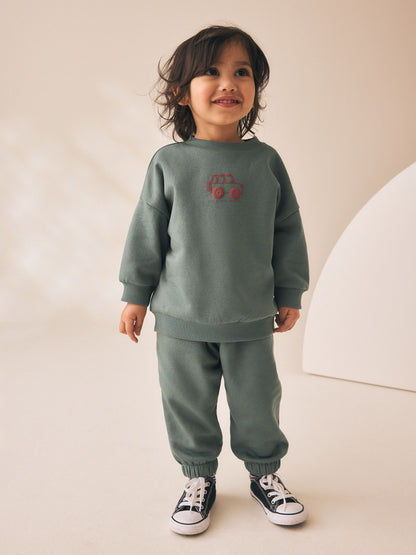 Dsiney Kidz - Dark Green Back Print Crew Neck Joggers Set (3mths-7yrs) image 1