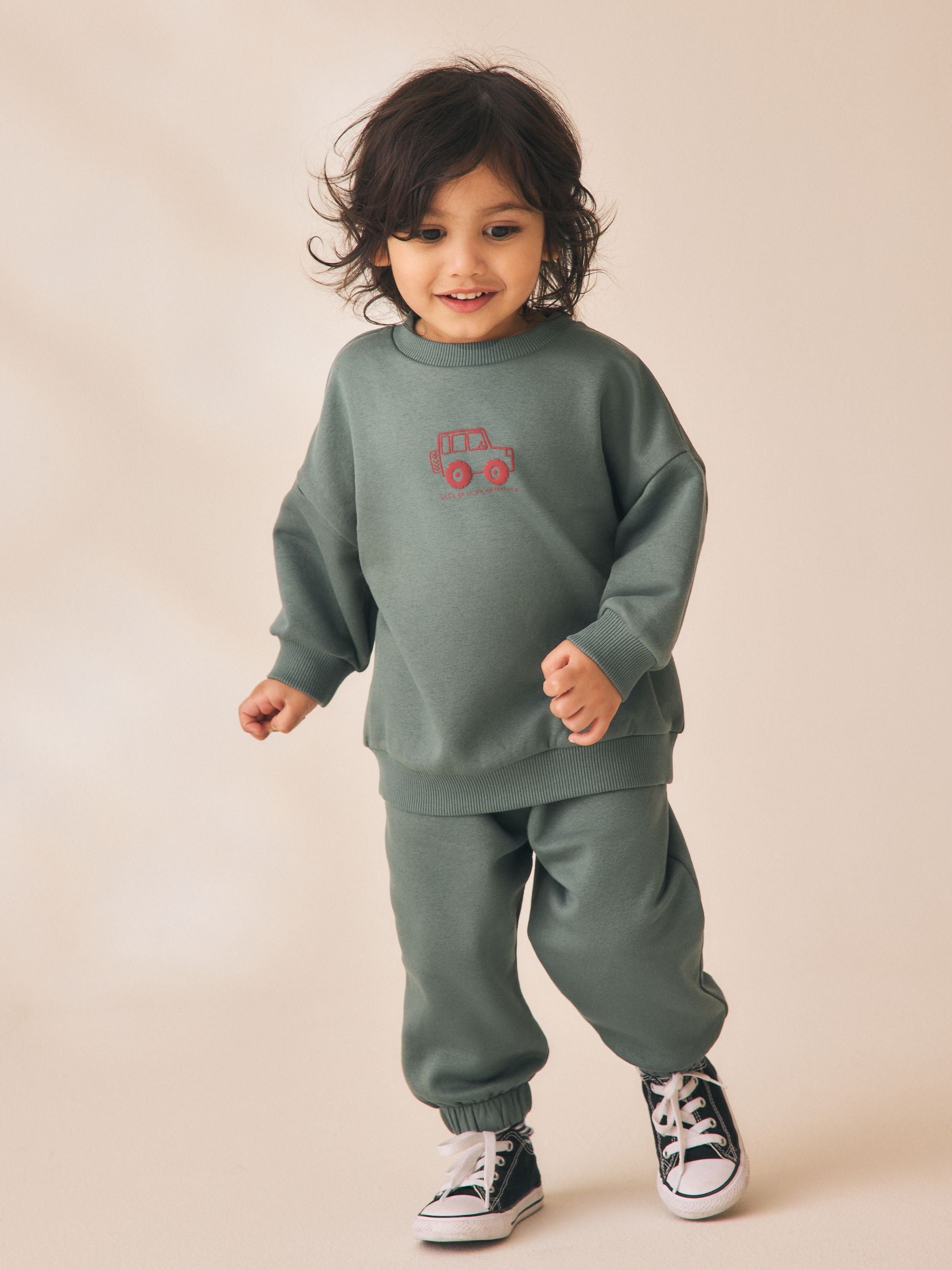 Dsiney Kidz - Dark Green Back Print Crew Neck Joggers Set (3mths-7yrs) image 2