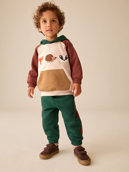 Dsiney Kidz - Burgundy/Ecru/Green Colour Block Hoodie and Joggers Set (3mths-7yrs) image 1