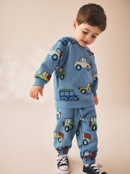 Dsiney Kidz - Light Blue All Over Print Crew Neck Sweat Top and Joggers Set (3mths-7yrs) image 1