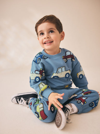 Dsiney Kidz - Light Blue All Over Print Crew Neck Sweat Top and Joggers Set (3mths-7yrs) image 2