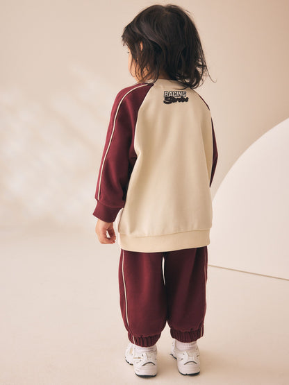 Burgundy Red Crew Neck Joggers Set (3mths-7yrs) image 3