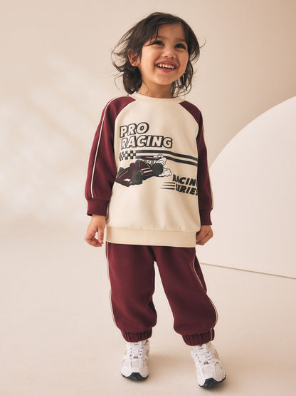 Burgundy Red Crew Neck Joggers Set (3mths-7yrs) image 1