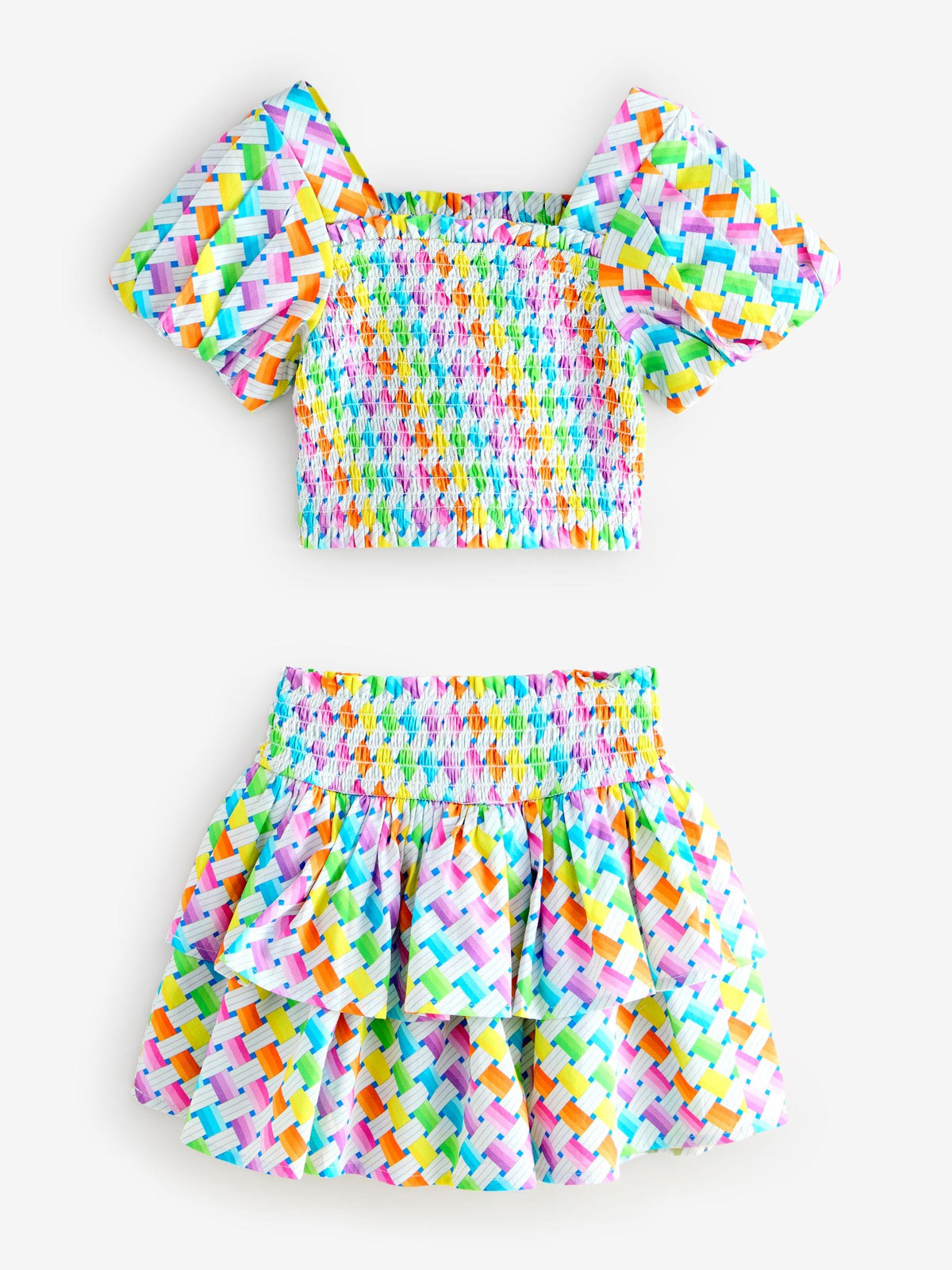 Dsiney Kidz - Olivia Rubin Shirred Puff Sleeve Multi Top & Tiered Skirt Set 2 Piece image 10