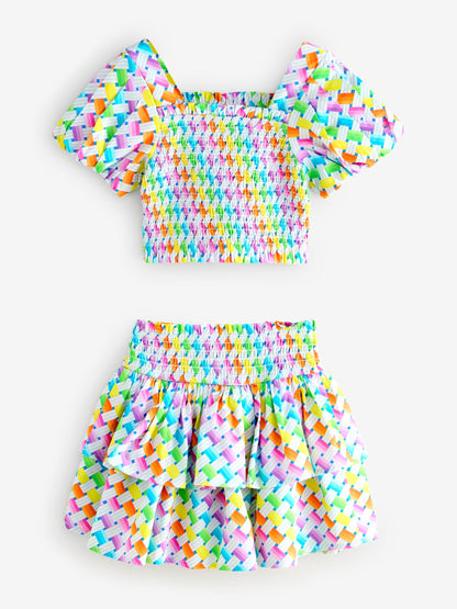 Dsiney Kidz - Olivia Rubin Shirred Puff Sleeve Multi Top & Tiered Skirt Set 2 Piece image 10