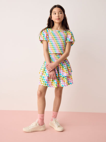 Dsiney Kidz - Olivia Rubin Shirred Puff Sleeve Multi Top & Tiered Skirt Set 2 Piece image 3