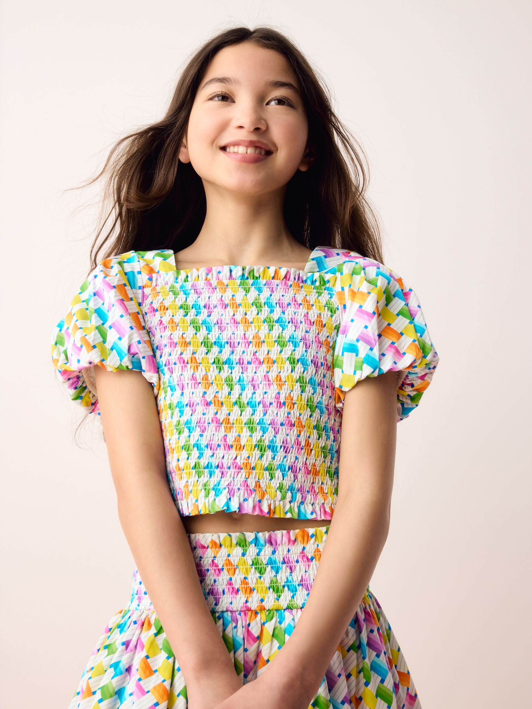Dsiney Kidz - Olivia Rubin Shirred Puff Sleeve Multi Top & Tiered Skirt Set 2 Piece image 4