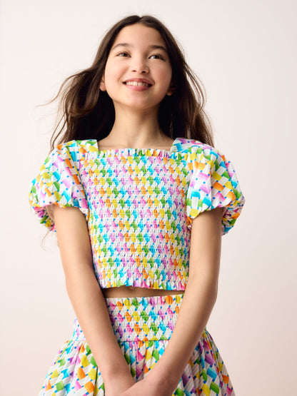 Dsiney Kidz - Olivia Rubin Shirred Puff Sleeve Multi Top & Tiered Skirt Set 2 Piece image 4