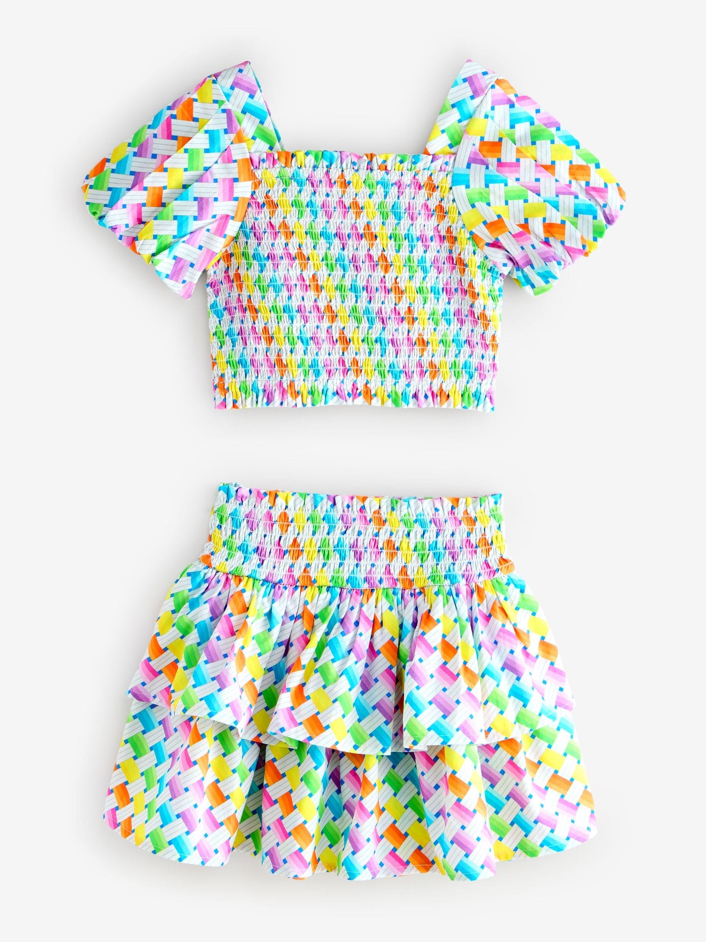 Dsiney Kidz - Olivia Rubin Shirred Puff Sleeve Multi Top & Tiered Skirt Set 2 Piece image 9