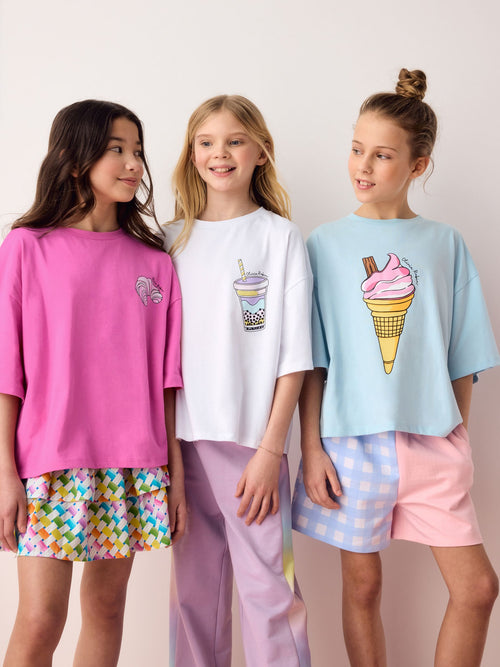 Dsiney Kidz - Olivia Rubin Boxy Dessert Puff Print Graphic Multicolour T-Shirts 3 Pack image 1