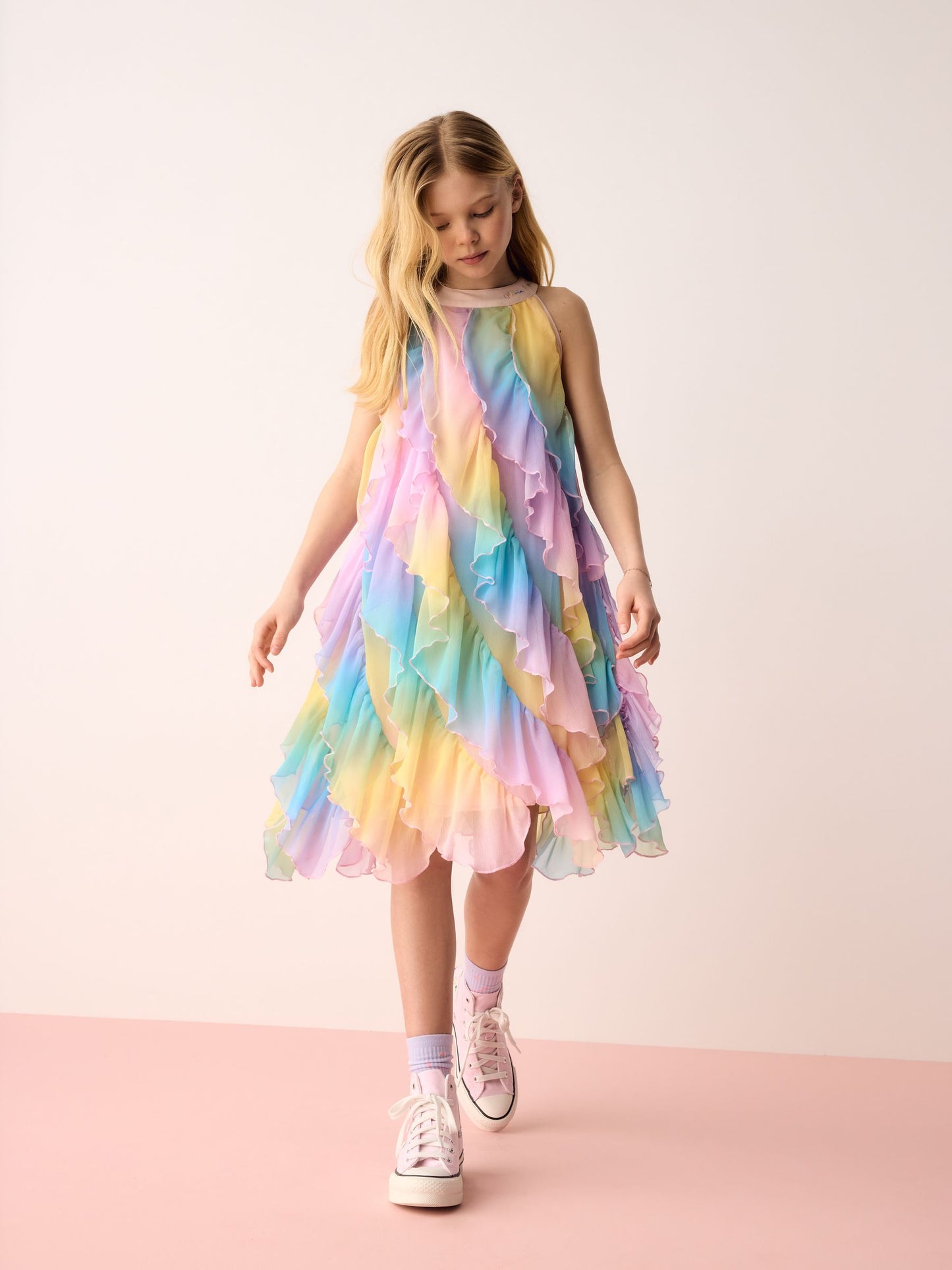 Olivia Rubin Ombre Mesh Waterfall Halter Dress image 1