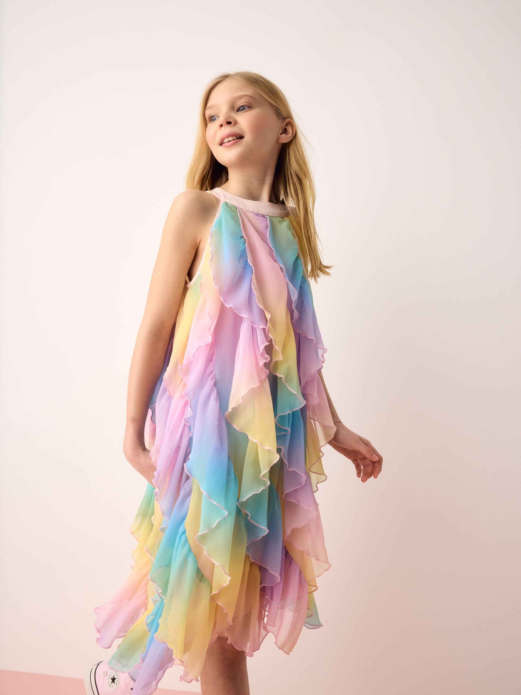 Olivia Rubin Ombre Mesh Waterfall Halter Dress image 3