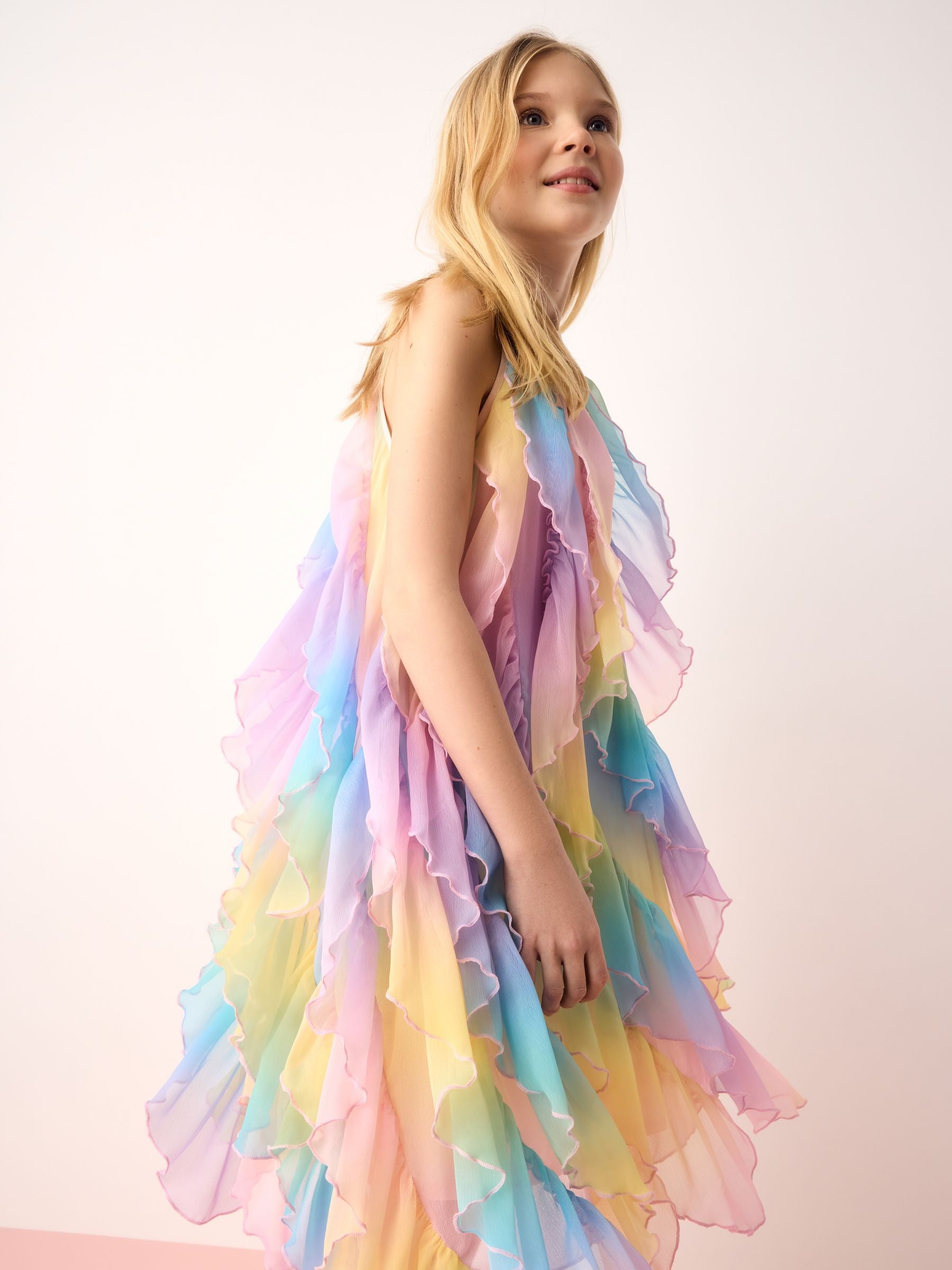 Olivia Rubin Ombre Mesh Waterfall Halter Dress image 4