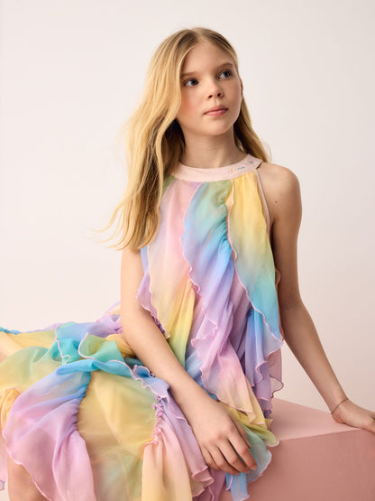 Olivia Rubin Ombre Mesh Waterfall Halter Dress image 6