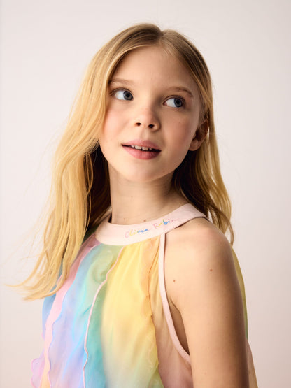 Olivia Rubin Ombre Mesh Waterfall Halter Dress image 7