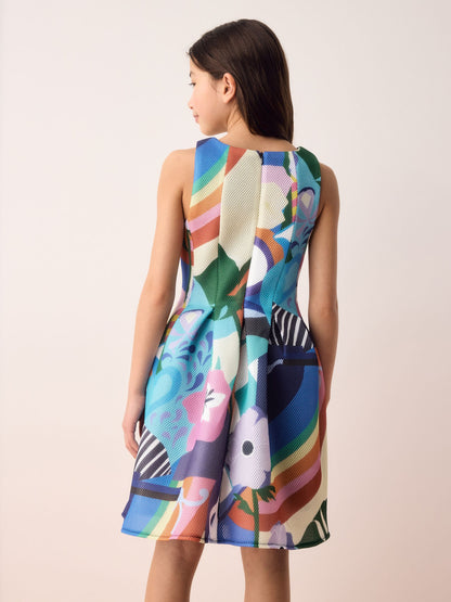 Olivia Rubin Airtex Floral Structured Scuba Multicolour Dress image 2