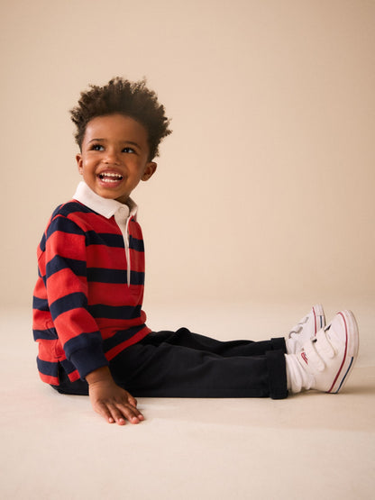 Dsiney Kidz - Navy/Red Long Sleeve Rugby Polo Top (3mths-7yrs) image 2