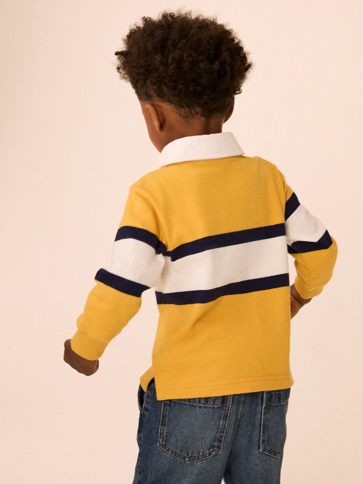 Dsiney Kidz - Yellow/White Long Sleeve Rugby Polo Top (3mths-7yrs) image 3