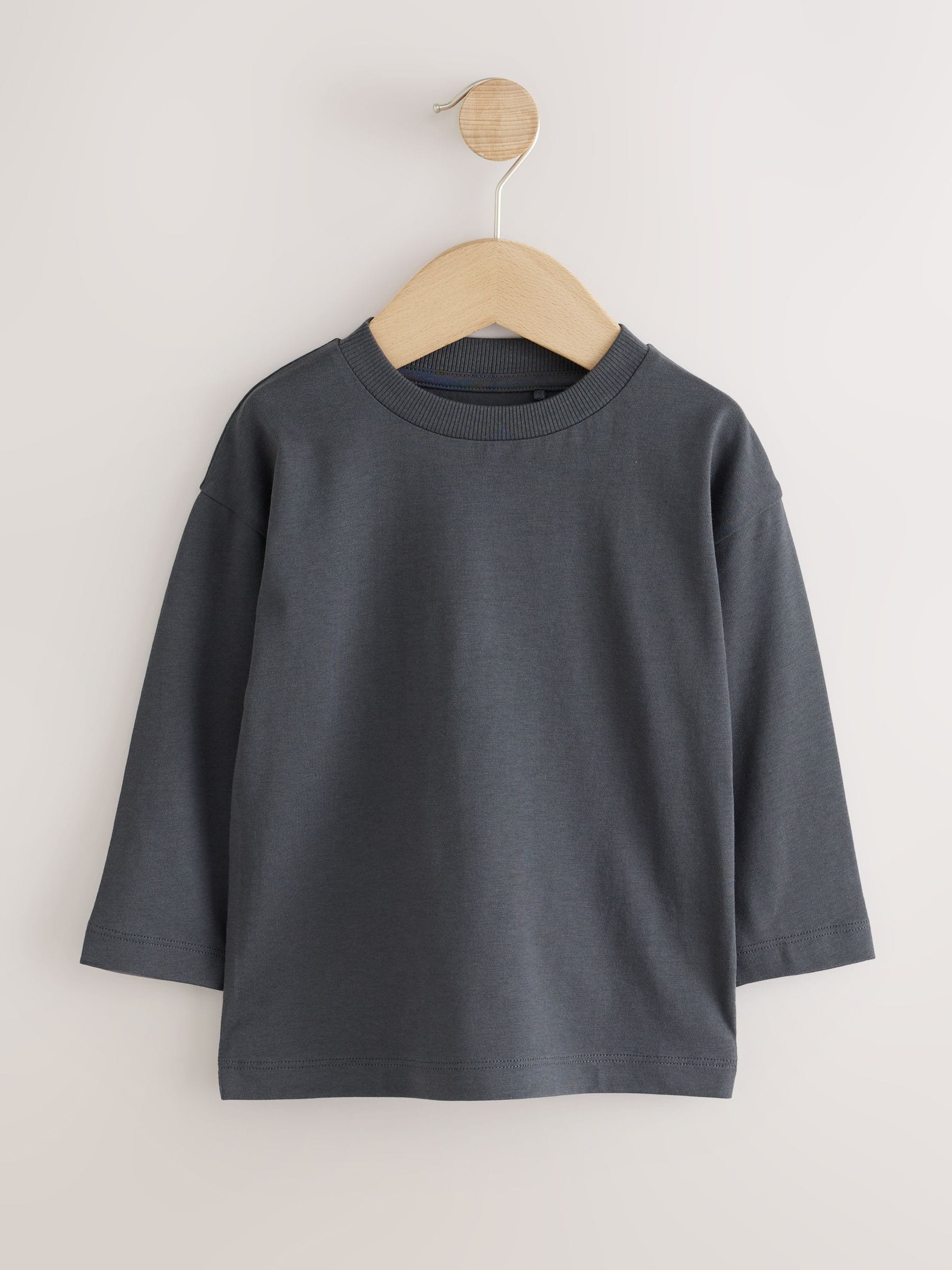 Dsiney Kidz - Black/Grey/Brown/Charcoal/White Long Sleeve T-Shirts 5 Pack (3mths-7yrs) image 3