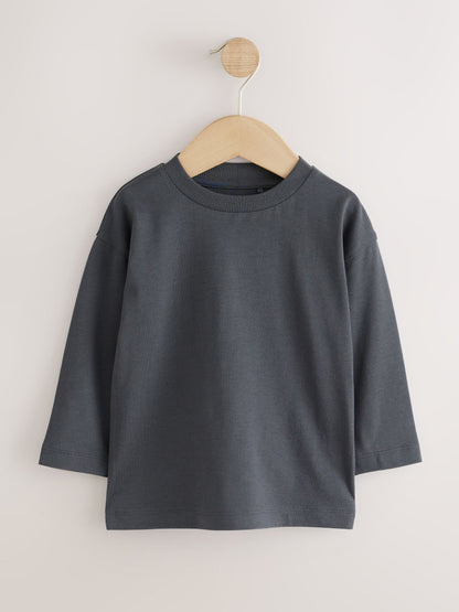 Dsiney Kidz - Black/Grey/Brown/Charcoal/White Long Sleeve T-Shirts 5 Pack (3mths-7yrs) image 3