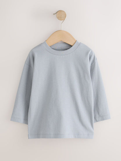 Dsiney Kidz - Black/Grey/Brown/Charcoal/White Long Sleeve T-Shirts 5 Pack (3mths-7yrs) image 5