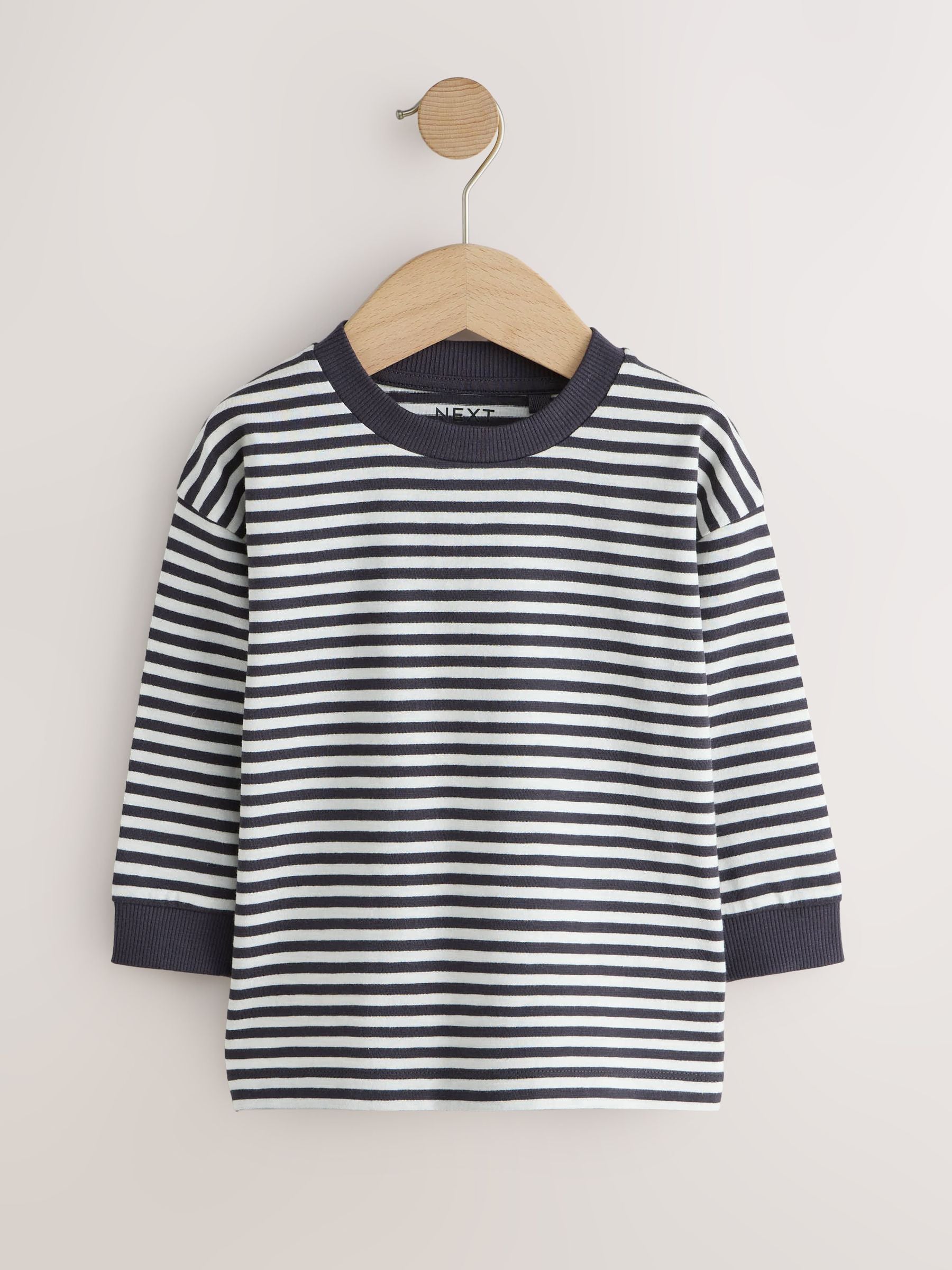 Dsiney Kidz - Monochrome Plain Stripe Long Sleeve T-Shirts 5 Pack (3mths-7yrs) image 6