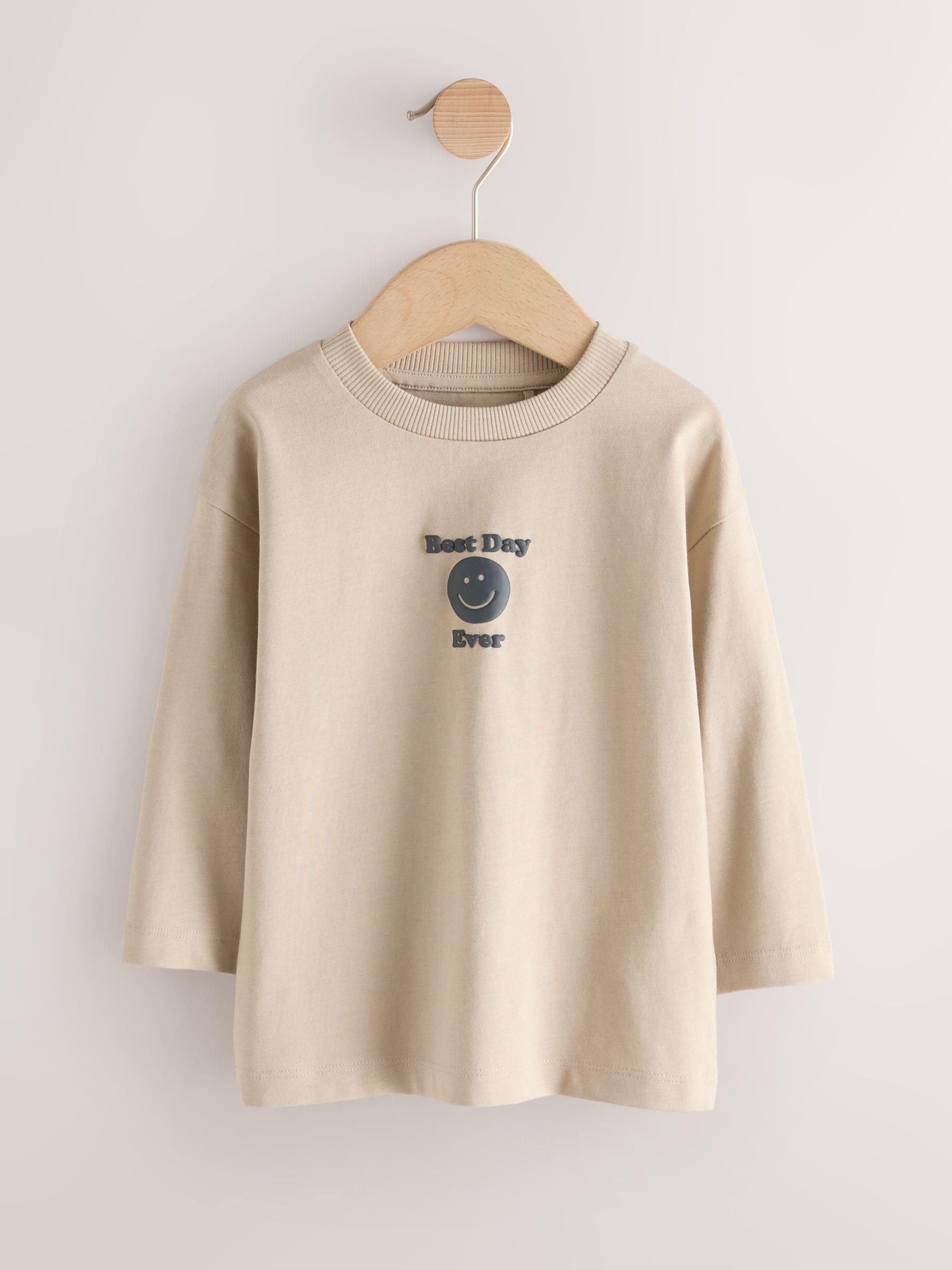 Dsiney Kidz - Monochrome Smile Face Long Sleeve Graphic T-Shirts 3 Pack (3mths-7yrs) image 3