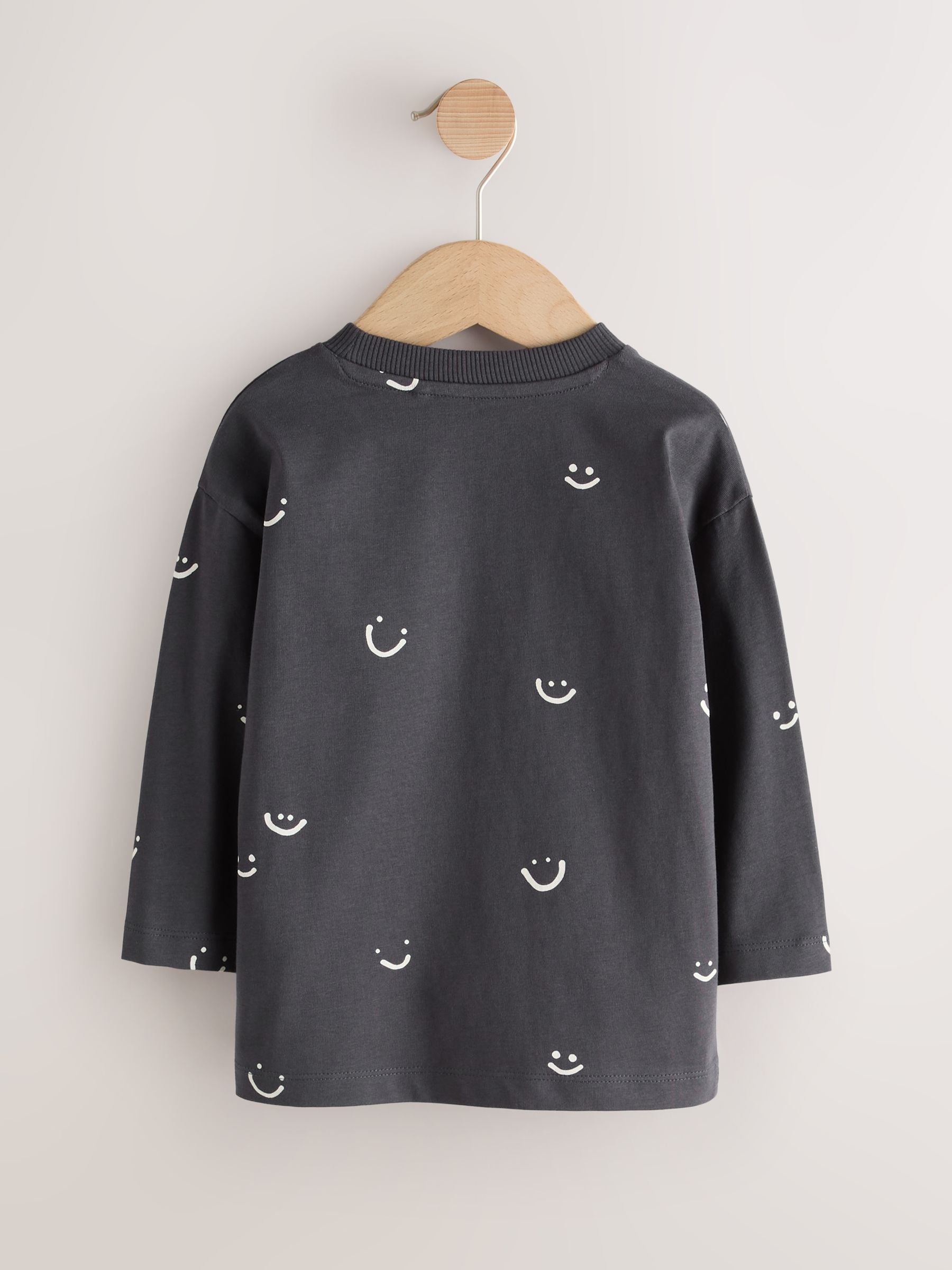 Dsiney Kidz - Monochrome Smile Face Long Sleeve Graphic T-Shirts 3 Pack (3mths-7yrs) image 5