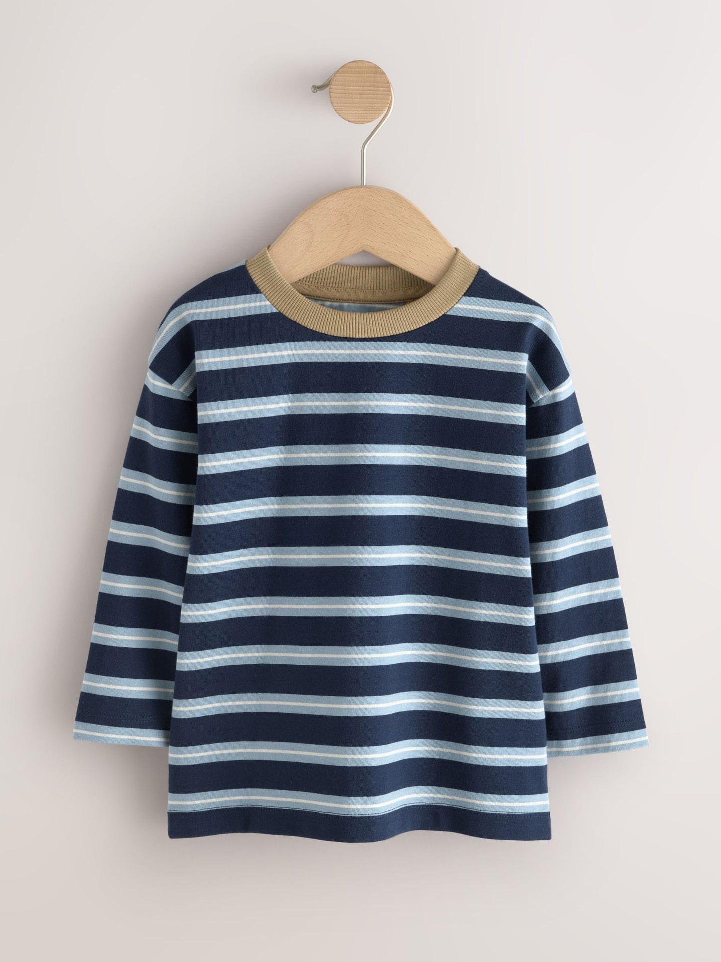 Dsiney Kidz - Blue/Neutral Dog Stripe Long Sleeve Graphic T-Shirts 3 Pack (3mths-7yrs) image 4