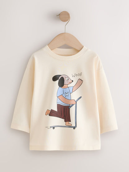 Ecru Character Long Sleeve Graphic T-Shirts 3 Pack (3mths-7yrs) image 5