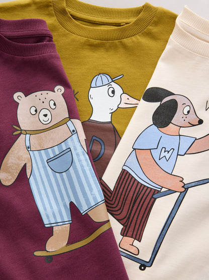Ecru Character Long Sleeve Graphic T-Shirts 3 Pack (3mths-7yrs) image 6