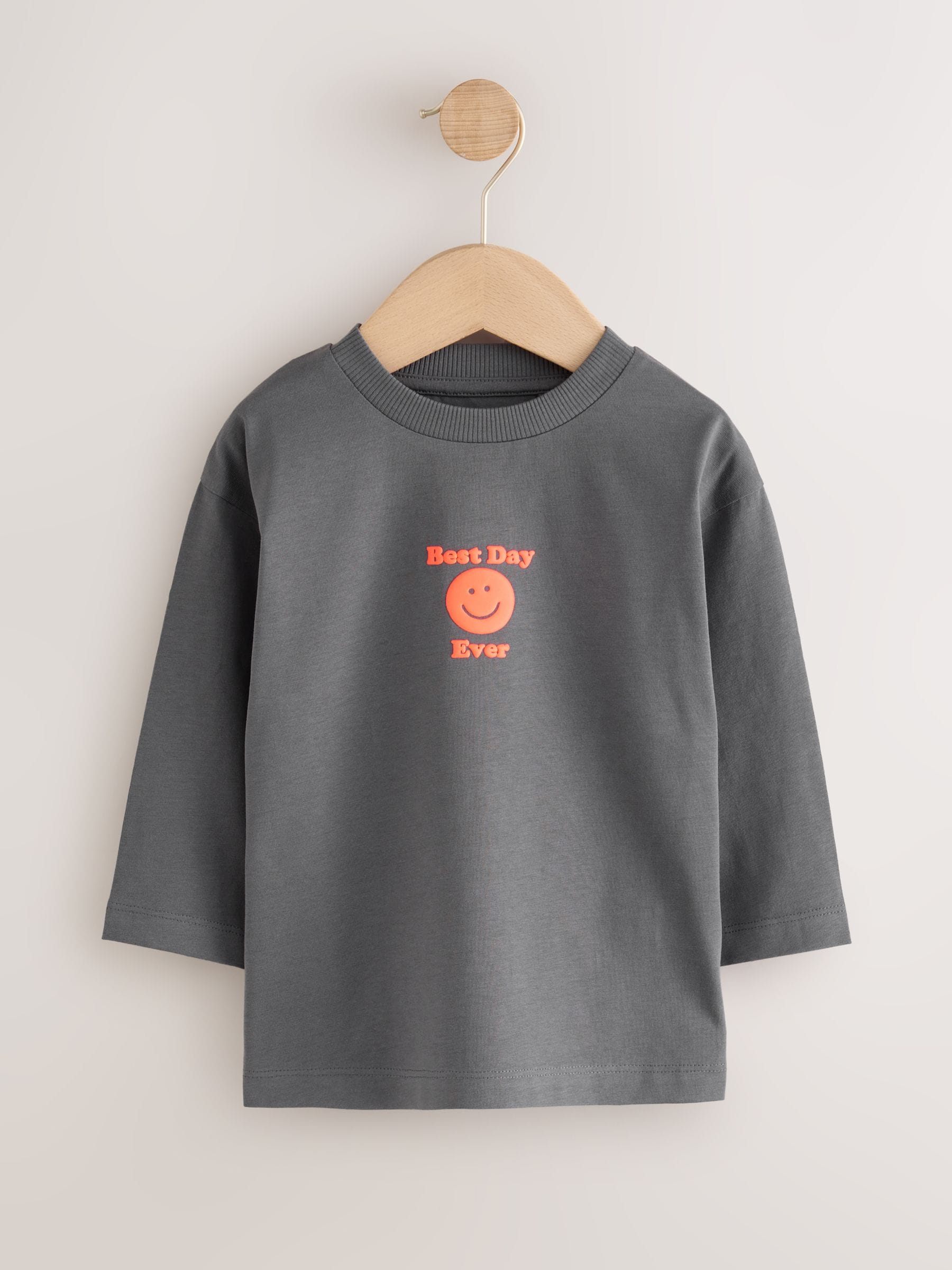 Multi Bright Fun Graphic Slogan Long Sleeve T-Shirts 5 Pack (3mths-7yrs) image 5