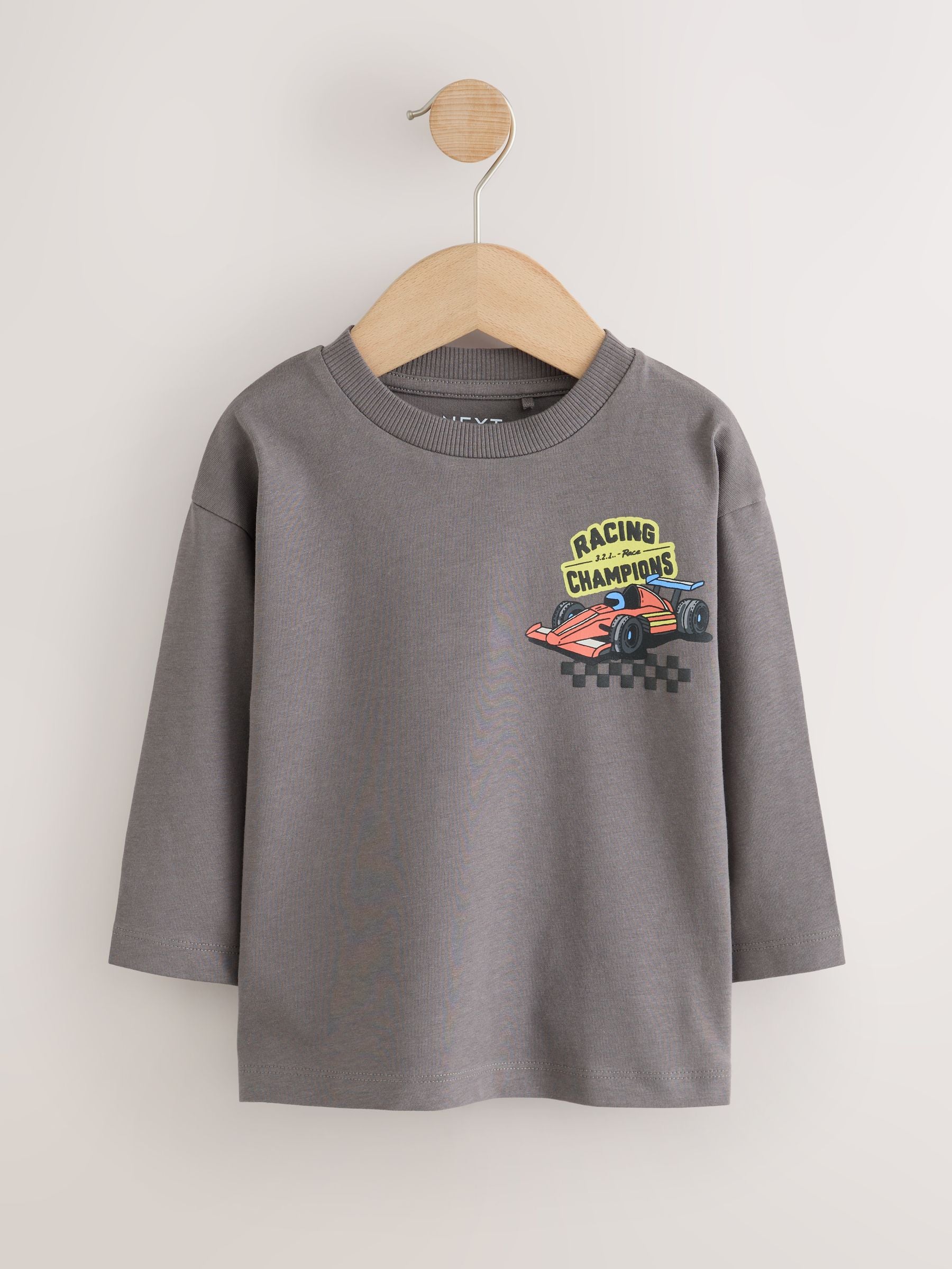 Dsiney Kidz - Red White Racing Car Long Sleeve Graphic T-Shirts 3 Pack (3mths-7yrs) image 2