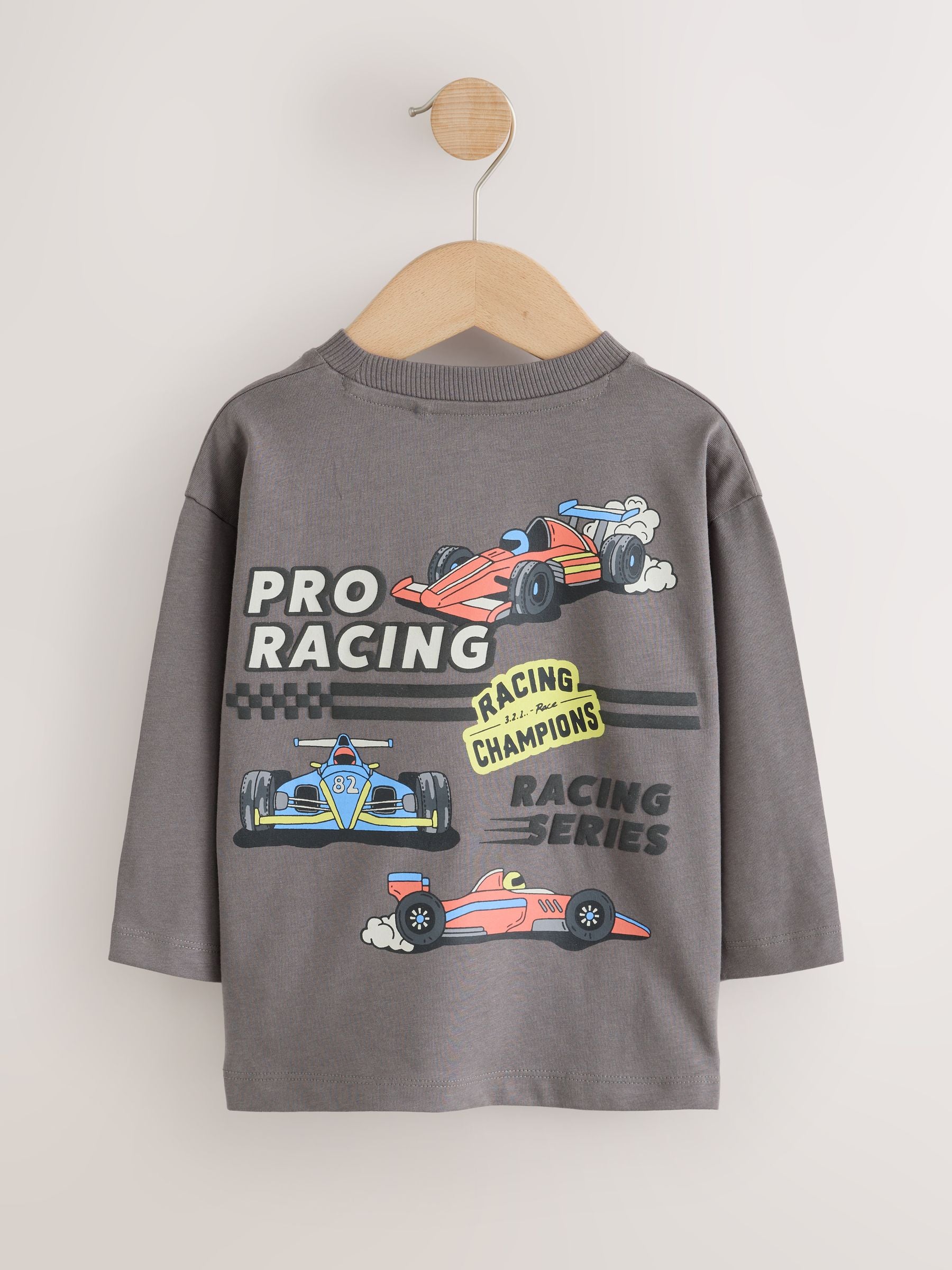 Dsiney Kidz - Red White Racing Car Long Sleeve Graphic T-Shirts 3 Pack (3mths-7yrs) image 5