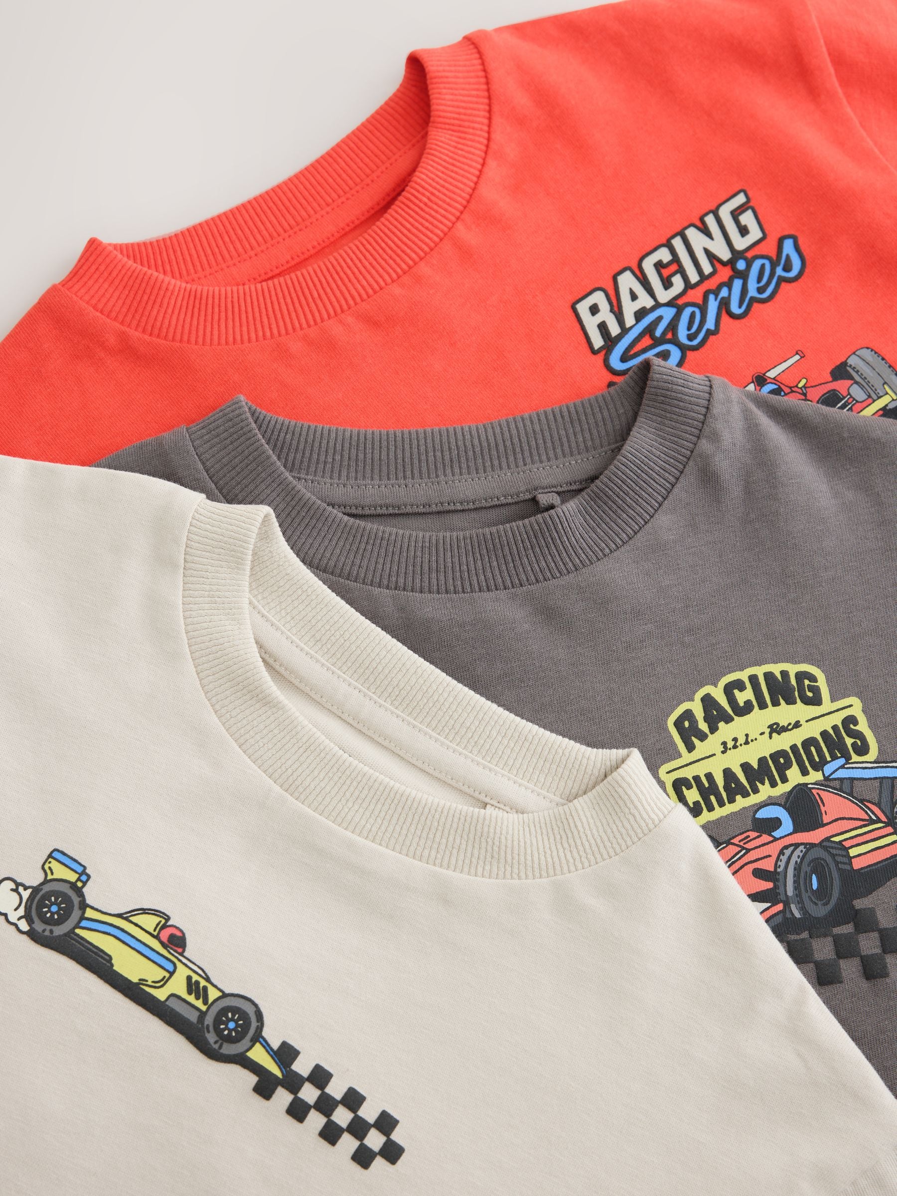Dsiney Kidz - Red White Racing Car Long Sleeve Graphic T-Shirts 3 Pack (3mths-7yrs) image 7