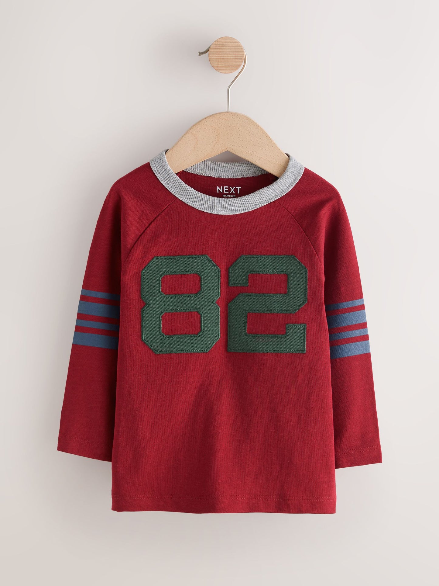Dsiney Kidz - Red/Grey Varsity Long Sleeve Raglan T-Shirts 3 Pack (3mths-7yrs) image 3