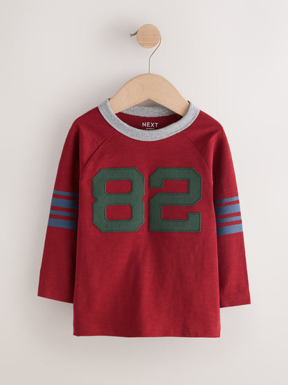 Dsiney Kidz - Red/Grey Varsity Long Sleeve Raglan T-Shirts 3 Pack (3mths-7yrs) image 3