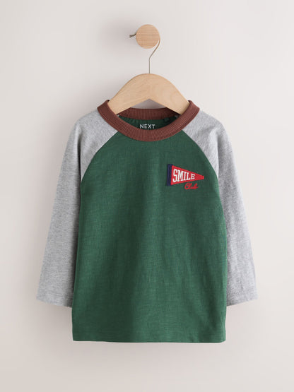 Dsiney Kidz - Red/Grey Varsity Long Sleeve Raglan T-Shirts 3 Pack (3mths-7yrs) image 4