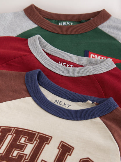Dsiney Kidz - Red/Grey Varsity Long Sleeve Raglan T-Shirts 3 Pack (3mths-7yrs) image 7