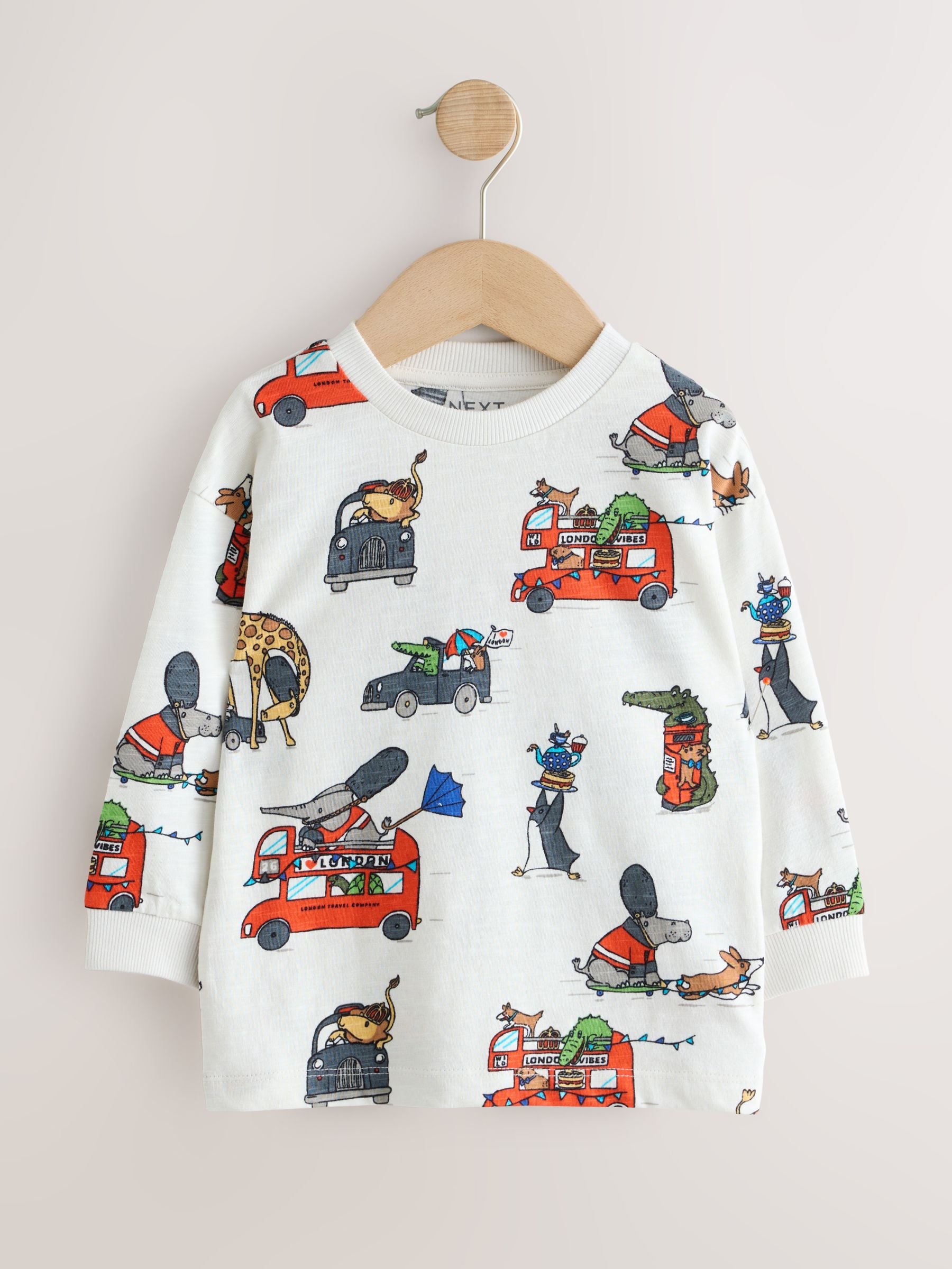 Dsiney Kidz - Navy/Red London Long Sleeve Applique T-Shirts 3 Pack (3mths-7yrs) image 2