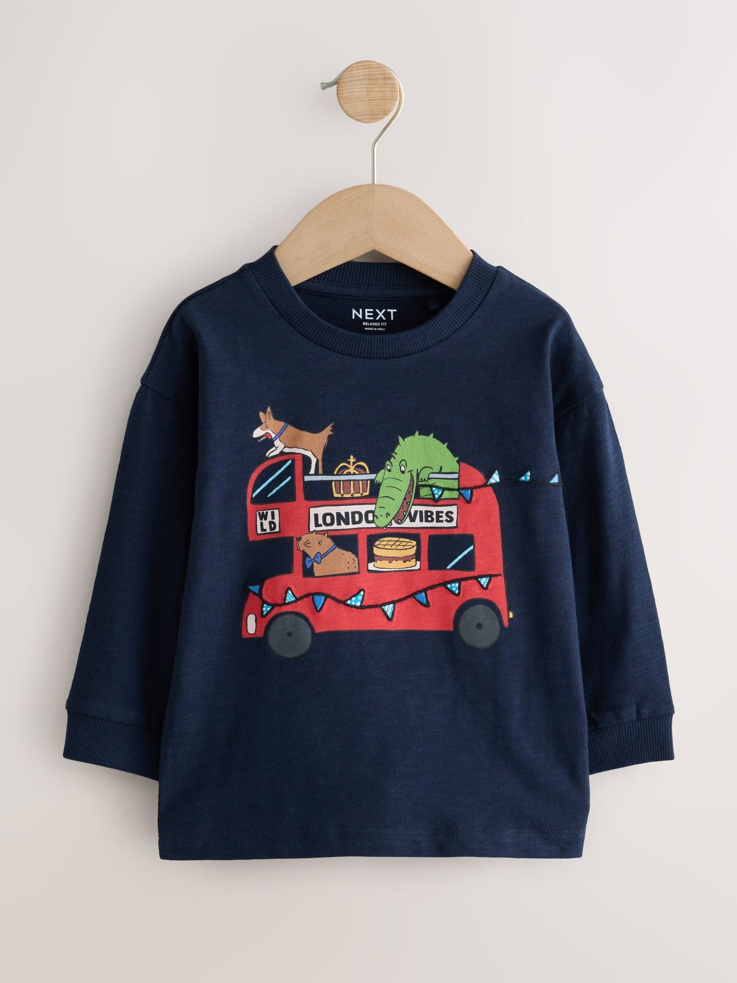Dsiney Kidz - Navy/Red London Long Sleeve Applique T-Shirts 3 Pack (3mths-7yrs) image 3