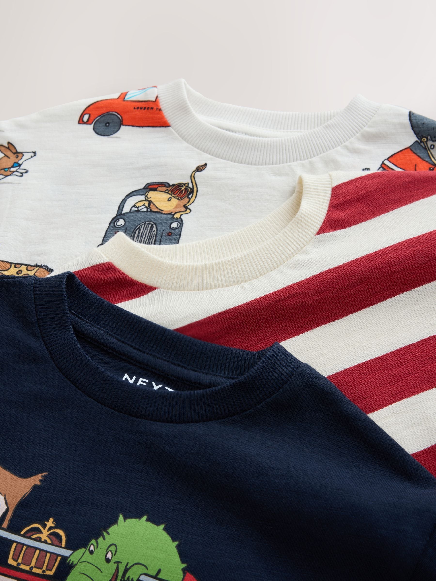 Dsiney Kidz - Navy/Red London Long Sleeve Applique T-Shirts 3 Pack (3mths-7yrs) image 6