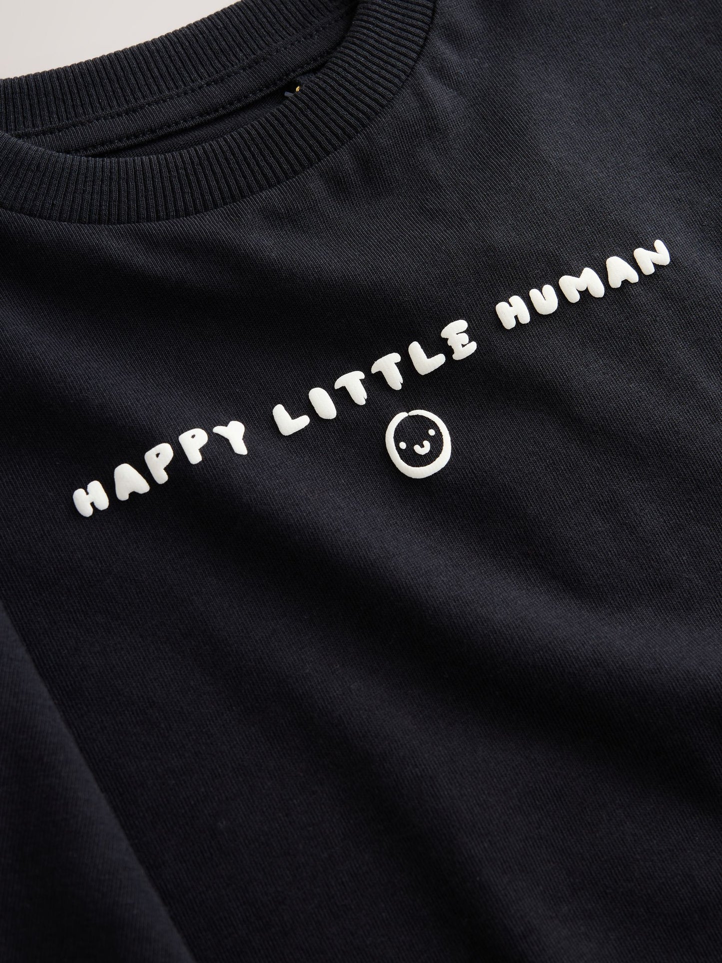 Dsiney Kidz - Black Happy Little Human Slogan Long Sleeve Small Graphic Printed T-Shirt (3mths-7yrs) image 7