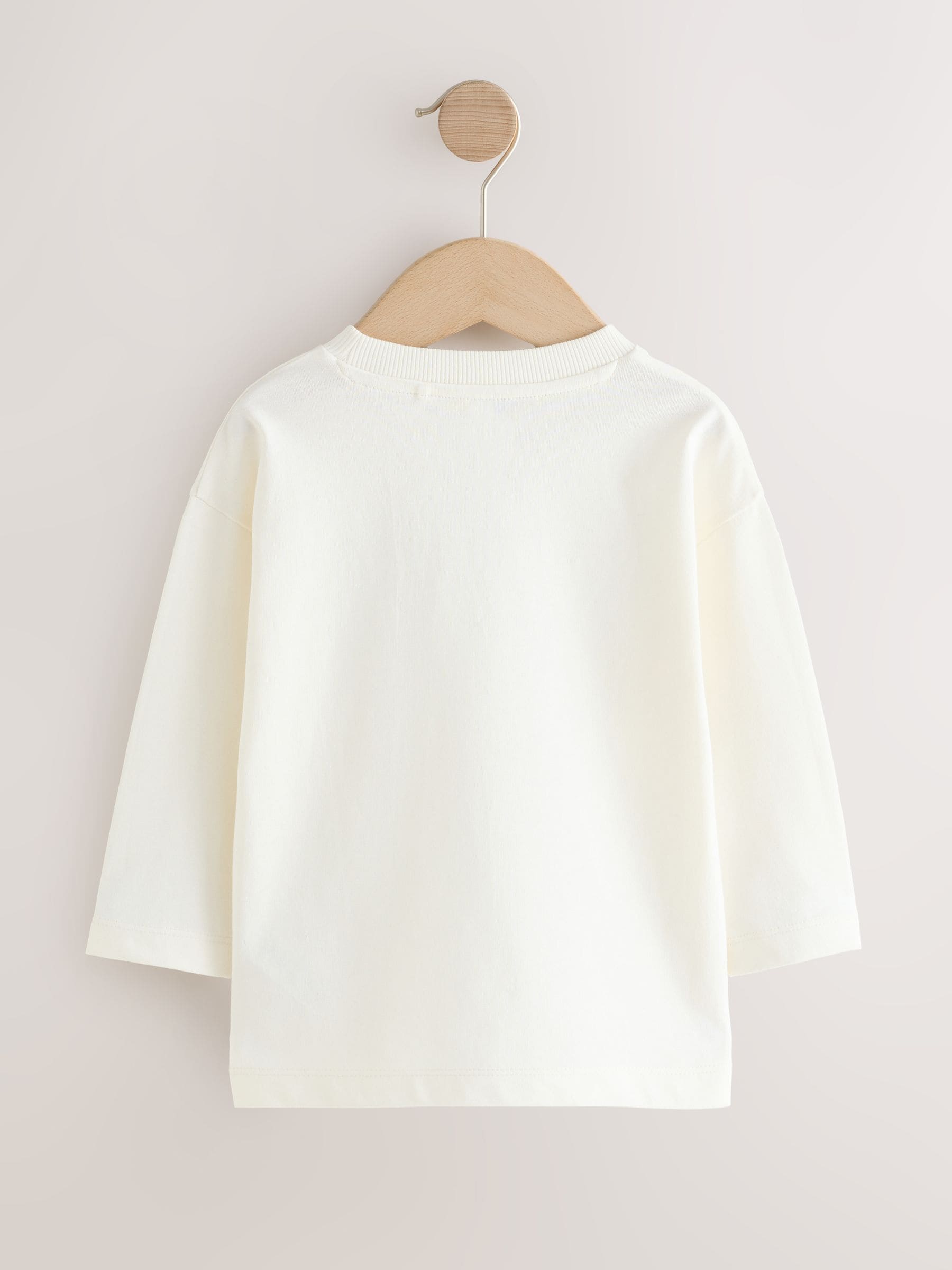 White Happy Little Human Slogan Long Sleeve Small Graphic Printed T-Shirt (3mths-7yrs) image 6