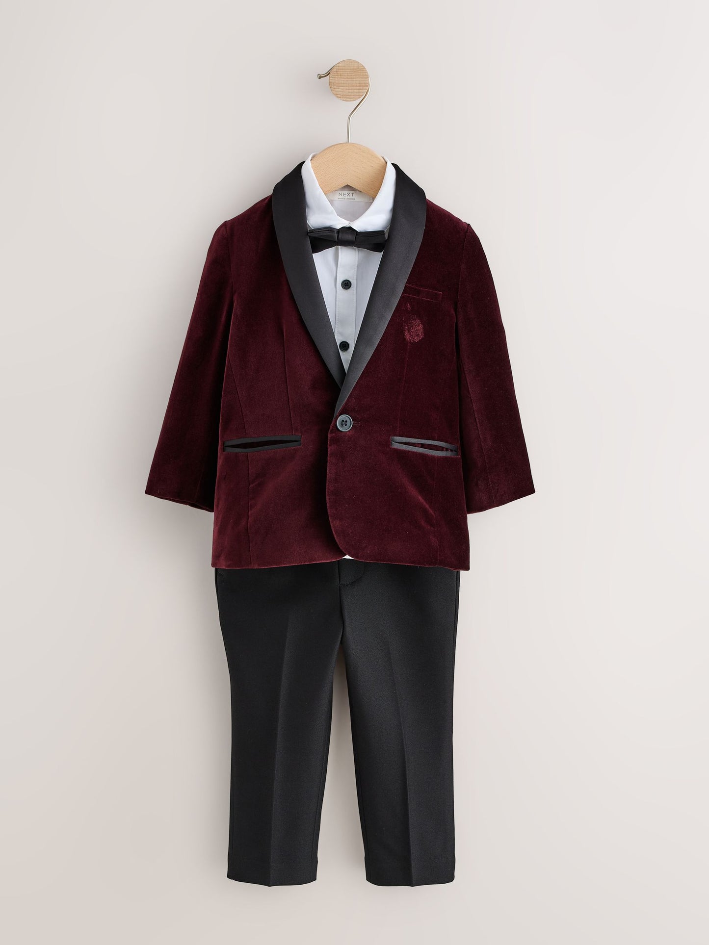 Dsiney Kidz - Burgundy Red Blazer, Shirt & Trouser Set Blazer Shirt Trousers and Bow Tie Set (3mths-12yrs) image 1