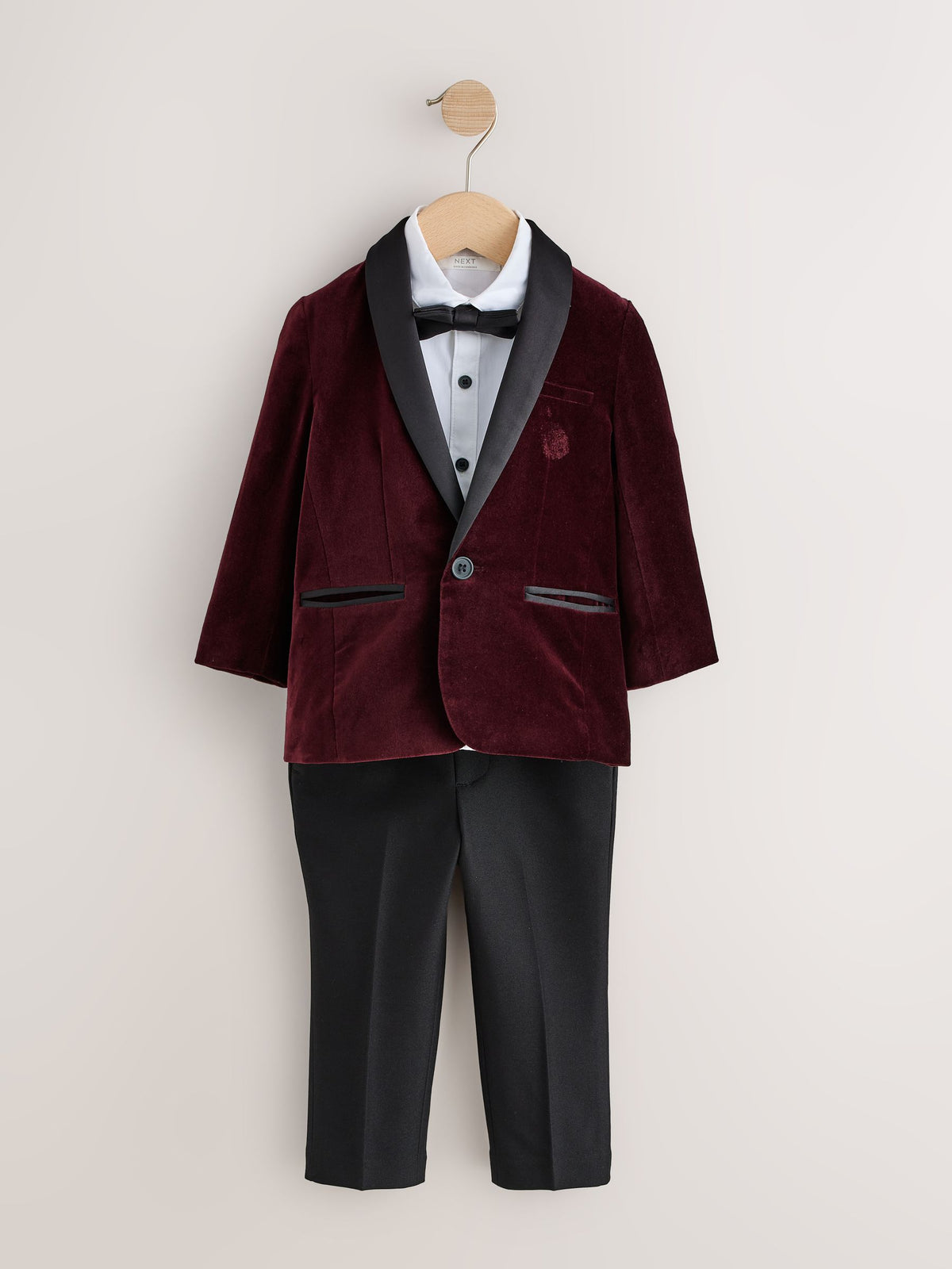 Dsiney Kidz - Burgundy Red Blazer, Shirt & Trouser Set Blazer Shirt Trousers and Bow Tie Set (3mths-12yrs) image 1